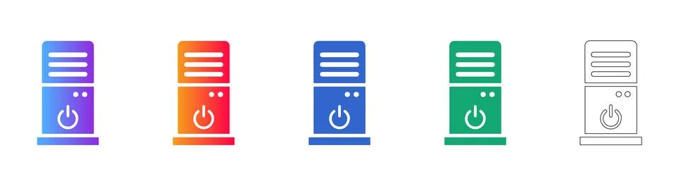 Computer Server Tower Icon Set Stock Illustration