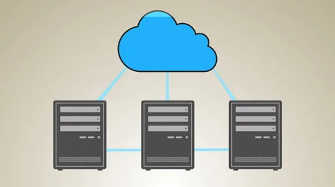 Computer servers and cloud computing, upload, download, data backup Stock Footage