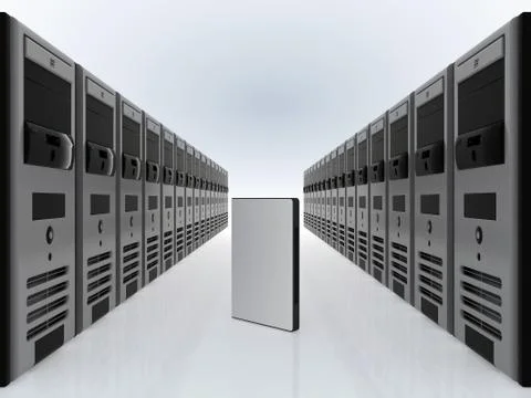 Computer servers and dvd software case Stock Illustration