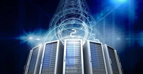 Computer servers and technology information interface Illustrazione stock