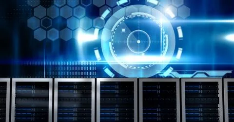 Computer servers and technology information interface Stock Illustration