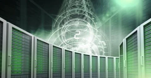 Computer servers and technology information interface 스톡 일러스트