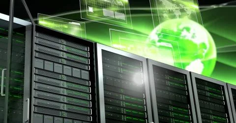 Computer servers and technology information interface イラスト素材