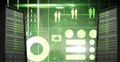 Computer servers and technology information interface Stock Illustration