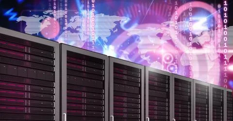 Computer servers and technology information interface Stockillustratie