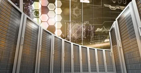 Computer servers and technology information interface Stock Illustration