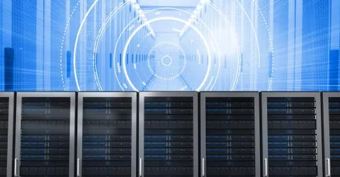 Computer servers and technology information interface Stock Illustration