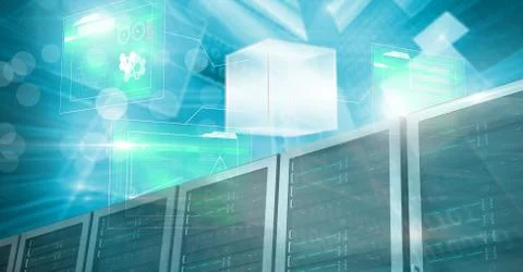 Computer servers and technology information interface 库存插图