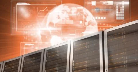 Computer servers and technology information interface Stock Illustration