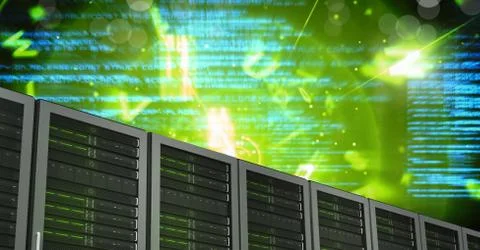 Computer servers and technology information interface Stock Illustration