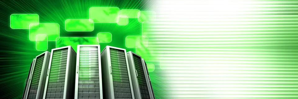 Computer servers and technology information interface transition Stock Illustration