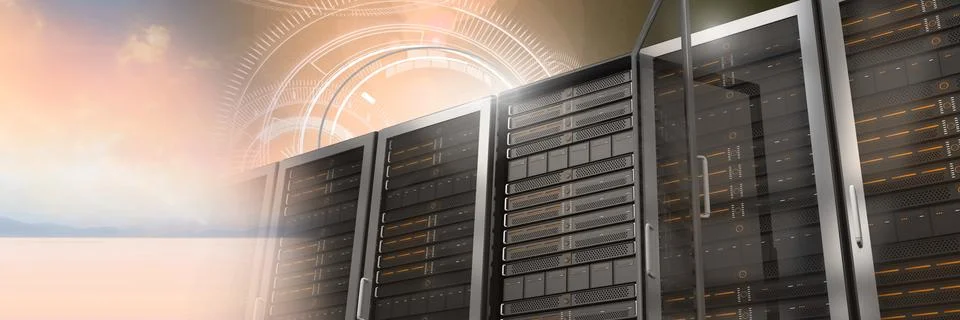 Computer servers and technology information interface transition transition Stock Illustration