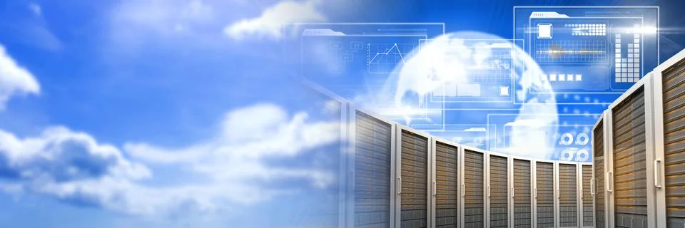 Computer servers and technology information interface transition Stock Illustration