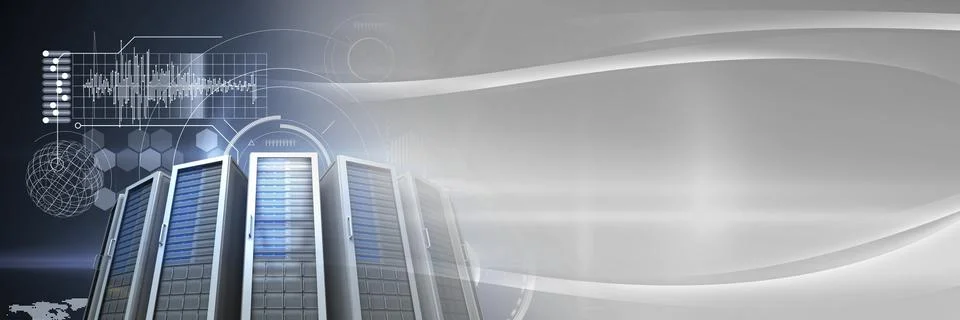 Computer servers and technology information interface transition 库存插图