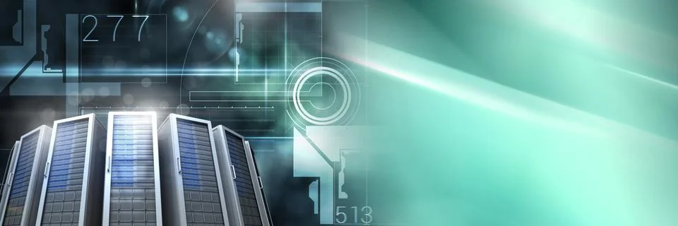 Computer servers and technology information interface transition Stock Illustration