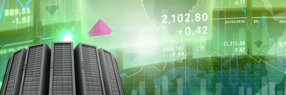 Computer servers and technology information interface transition Stock Illustration