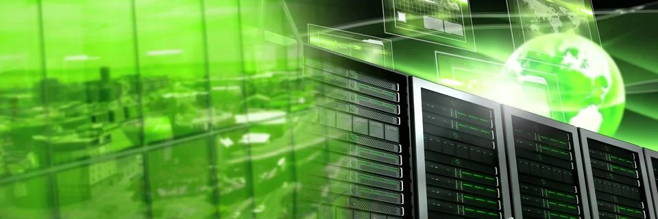 Computer servers and technology information interface transition Stock Illustration