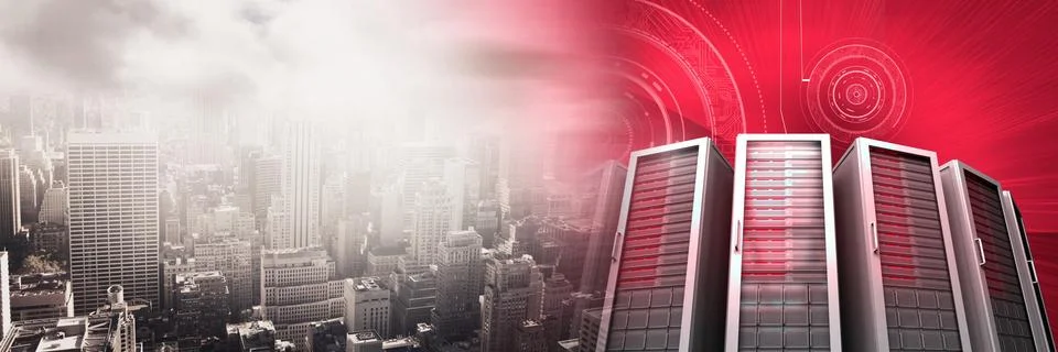 Computer servers and technology information interface transition Stock Illustration