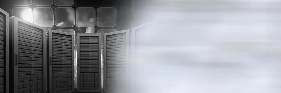 Computer servers and technology information interface transition Stock Illustration