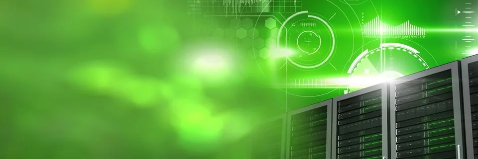 Computer servers and technology information interface transition 스톡 일러스트