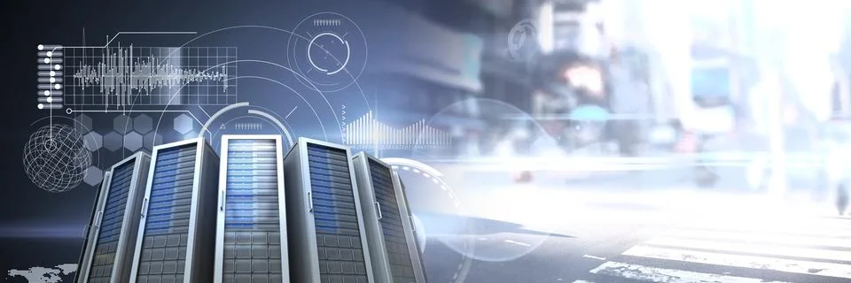 Computer servers and technology information interface transition Stock Illustration