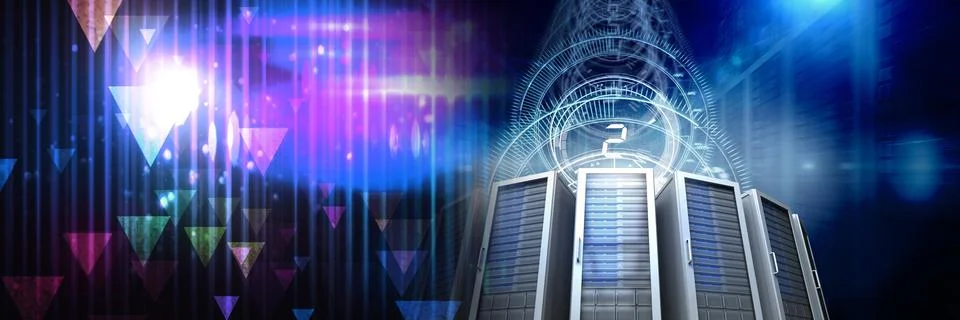 Computer servers and technology information interface transition Illustrazione stock