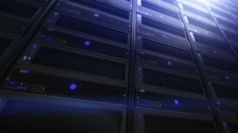 Computer servers, detail shot. Loopable. Blue. 3 in 1. Data Center. Stock Footage 54838478