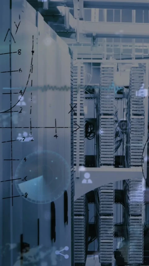 Computer servers globally process data for digital interfaces. Stock Footage 322034303