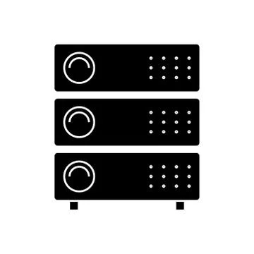 Computer servers icon, vector illustration, black sign on isolated background Illustrazione stock