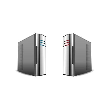 Computer servers isolated on white Stock Illustration