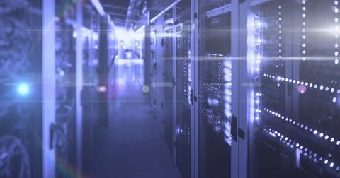 Computer servers in a server room Foto stock