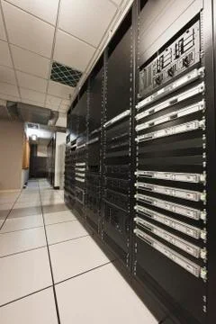 Computer servers in server room, Seattle, Washington, USA Foto stock