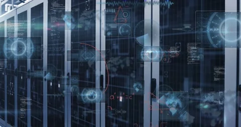 Computer serversthis animation shows computer servers processing data in a Stock Footage 329362184