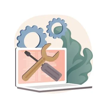 Computer service abstract concept vector illustration. Stock Illustration