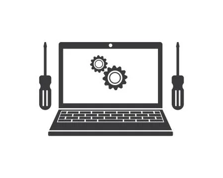 Computer service and repair logo icon vector illustration Stock Illustration