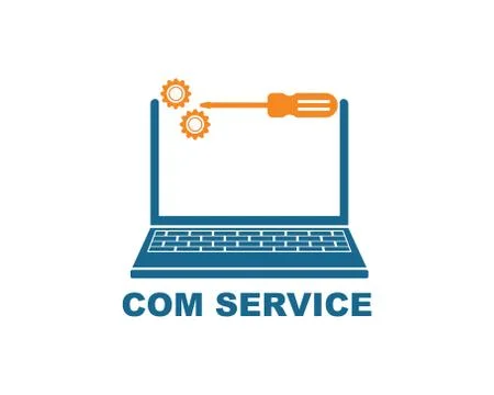 Computer service and repair logo icon vector illustration Stock Illustration
