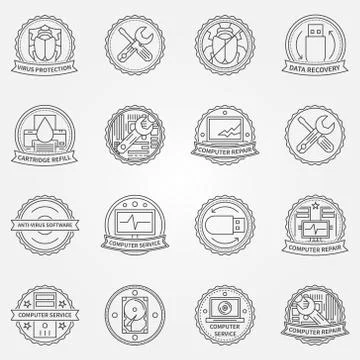 Computer service badges Stock Illustration