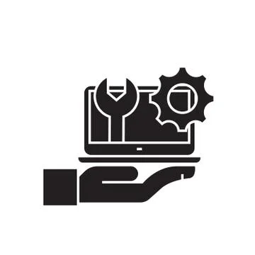 Computer service black vector concept icon. Computer service flat illustration Stock Illustration