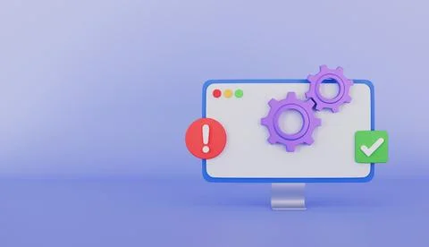 Computer service with cogwheels, Help in setting up software Stock Illustration