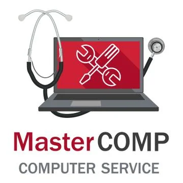 Computer Service. Computer repair service. Laptop with screwdriver and wrench Stock Illustration