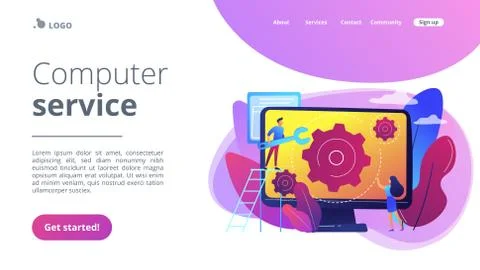 Computer service concept landing page. Stock Illustration