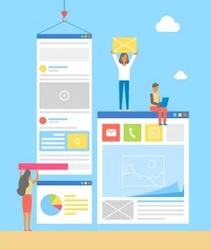 Computer Service Development Vector Illustration 스톡 일러스트