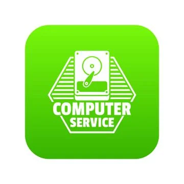 Computer service icon green vector Illustrazione stock
