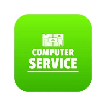 Computer service icon green vector Stock Illustration