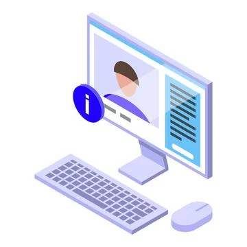 Computer service icon isometric vector. Support call Stock Illustration