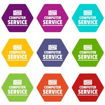 Computer service icons set 9 vector Stockillustratie