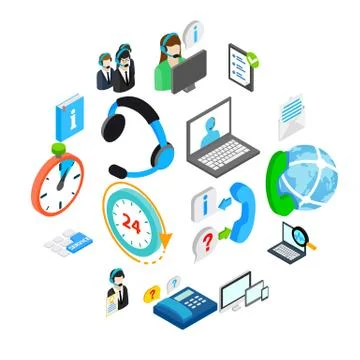 Computer service icons set, isometric 3d style Stock Illustration