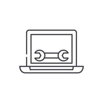 Computer service line icon concept. Computer service vector linear illustration Stock Illustration