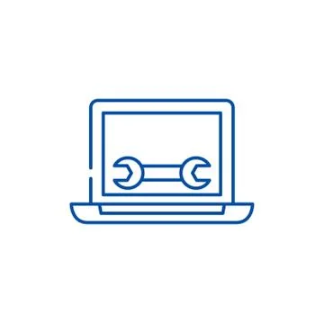 Computer service line icon concept. Computer service flat vector symbol, sign 스톡 일러스트