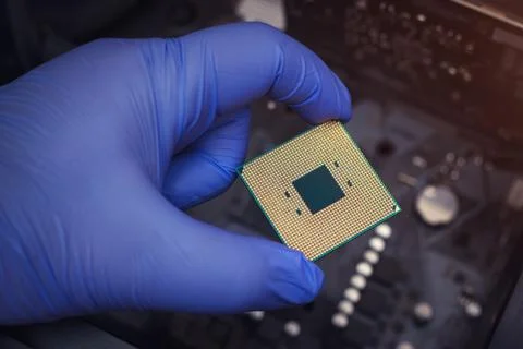 The computer service with processor installation. Stock Photos